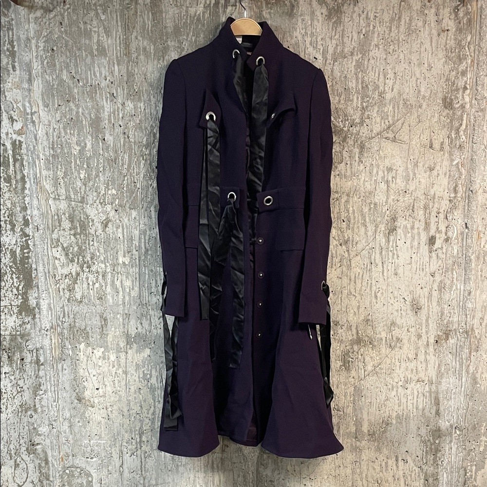 ALEXANDER MCQUEEN Women's Long Coat Jacket with Satin Strap Details Size 38
